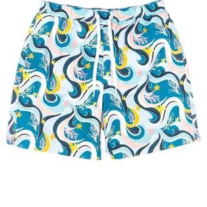 Mott50 Hudson Men's Boardshort, Ocean Candy‎ Wave Pacific Blue w/ Pockets/Liner